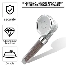 Здоровая отрицательная Ионная спа Фильтруемая Регулируемая душевая головка с душевым шлангом три режима душа отрицательный Лон спа душевая головка