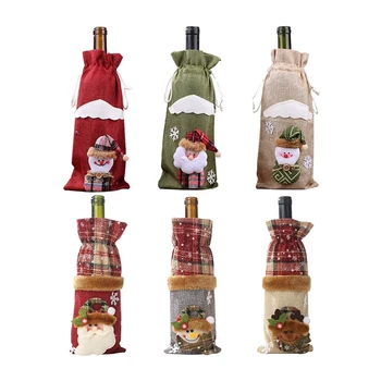 

6 Pcs Christmas Wine Bottle Cover Bag,Snowman,Santa Claus,for Christmas Party New Year Dinner Decoration Xmas Gift