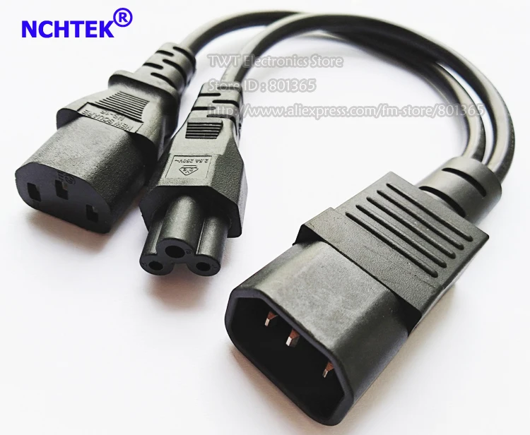 NCHTEK IEC 320 C14 3Pin папа C5 женский + C13 кабель адаптера питания Y Тип сплиттер шнур
