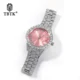 TBTK-reloj de cuarzo con esfera rosa para mujer, accesorio de lujo con diamantes de imitación, resistente al agua, de tamaño pequeño