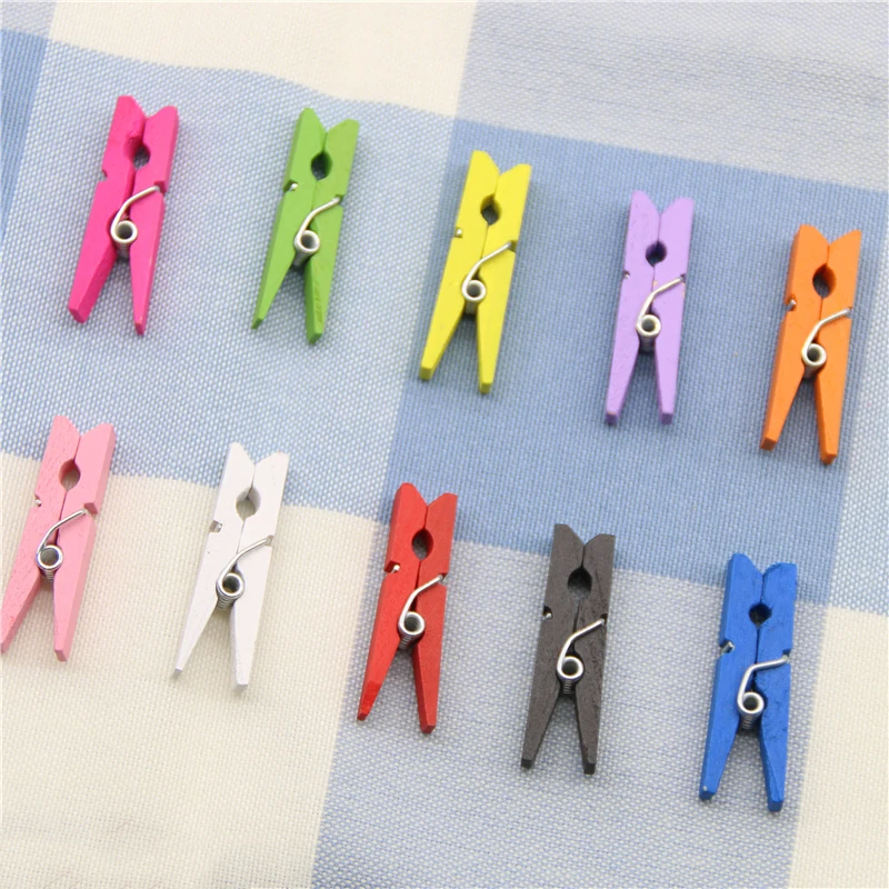 100Pcs Mini Colorful Wooden Clothespins,Heart Shape Pegs, Photo Paper –