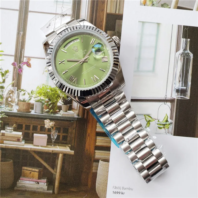 

The new Rolex- luxury brand steel belt automatic mechanical watch for women and automatic wrist watch for men gift 