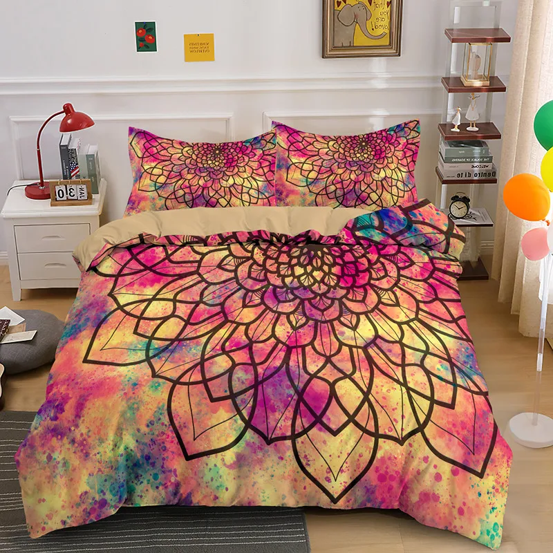 bohemia mandala duvet cover com fronha psychedelic conjunto de cama peças roupas