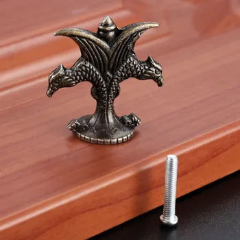 DRELD Antique Furniture Pull Vintage Jewelry Box Knobs Creative Alloy Kitchen Drawer Cabinet Door Retro Pull Handle With Screw