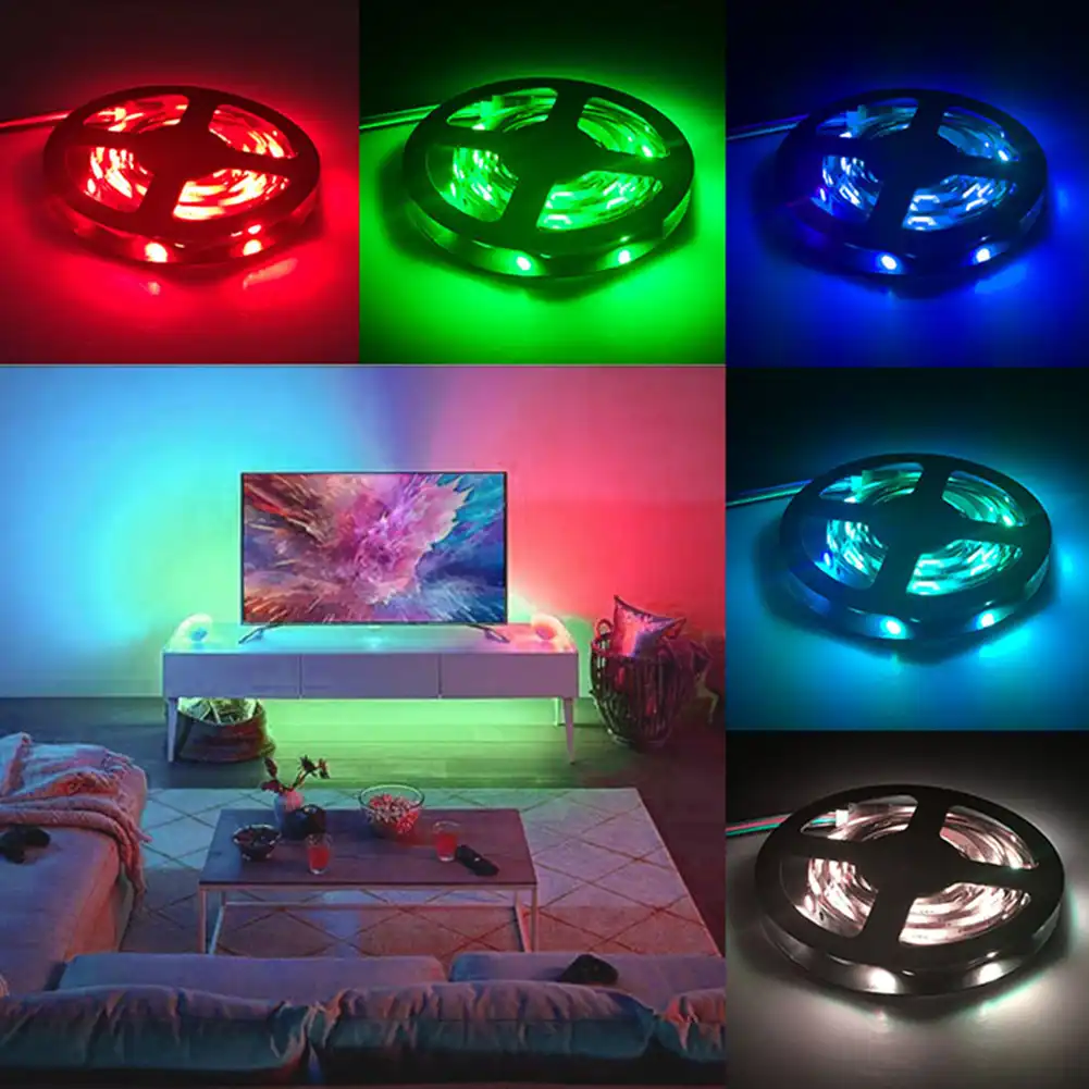 tira de luces led usb 2835smd dc5v flexible led cinta de lampara rgb 2m tv pantalla de escritorio de luz de fondo diodo cinta