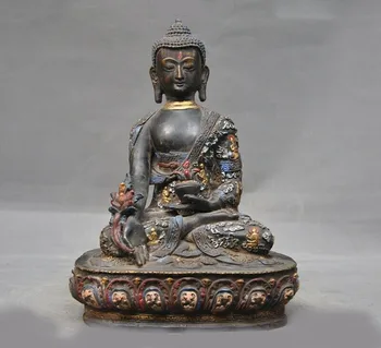 

wedding decoration Old Tibetan temple Bronze Painted Shakyamuni Shakya Mani Medicine Buddha statue