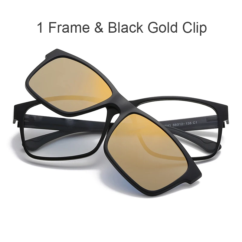 C3 with gold clip HBK солнцезащитные очки на застежке, мужские Поляризованные магнитные солнцезащитные очки, магнитные зажимы по рецепту TR90, оптическая оправа, очки для женщин, для чтения - Цвет линз: C3 with gold clip