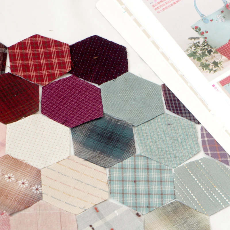 3.8cm hexagon Grandmother garden 50 pcs/lot Yarn-dyed fabric DIY Handmade patchwork quilts cotton countryside Stripe