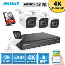 ANNKE 4K 8CH HD ультра четкие кадры CCTV системы безопасности 5в1 H.265 DVR с 4X8 Мп Открытый Всепогодный домашний видео комплект