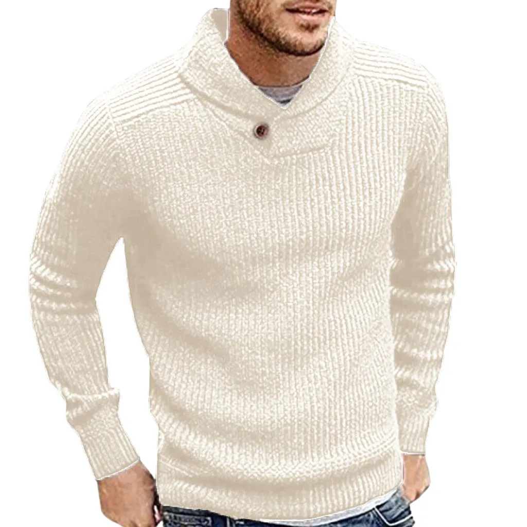 Sweater men Men's Sweater Men's Sweater Winter Men's Long Sleeve Lapel Solid Color Thicken Slim Turtleneck Sweater