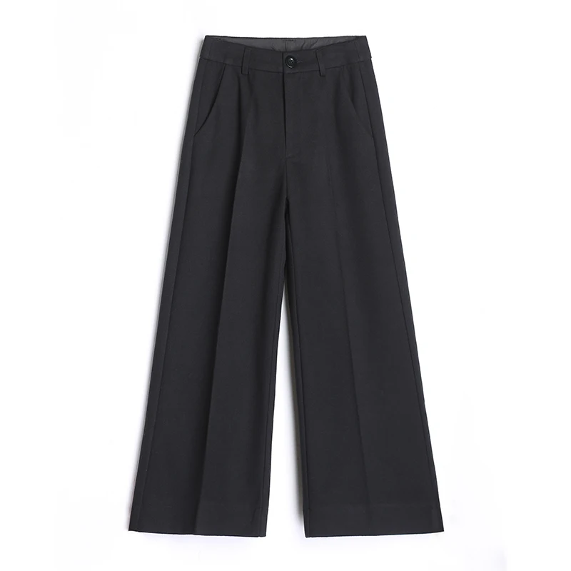 Новинка; сезон осень-зима; для отдыха; девять точек; высокая талия; ткань; большие размеры; широкие брюки; прямые женские брюки; 1603