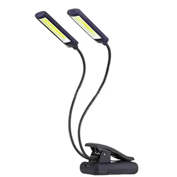

1 PC Dual Heads LED Clip-On Desk Light Stylish Eye-Care Reading Table Lamp 360 Degree Flexible Gooseneck Light COB BBQ Lamp