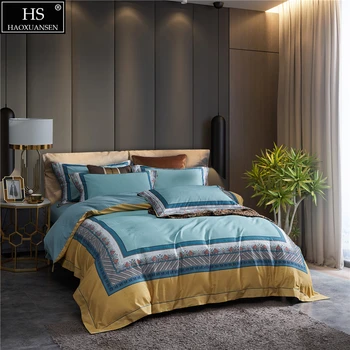 

Small Chrysanthemum Fashion Frame Yellow Blue Cotton Brushed 4pieces Bedding Sets Duvet Cover Pillowcase Bedsheet Weight 3.9kg