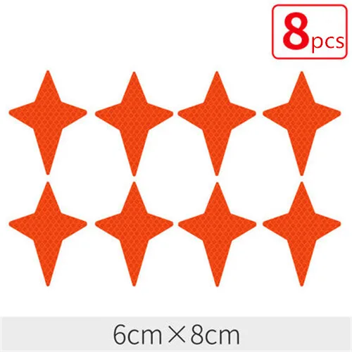 FLOrange 8 шт./компл. четырехконечная наклейки-звезды отражательные наклейки для автомобилей Аксессуары творческий дом безопасности Предупреждение светоотражающих лент Сделано с 3M - Цвет: FLOrange