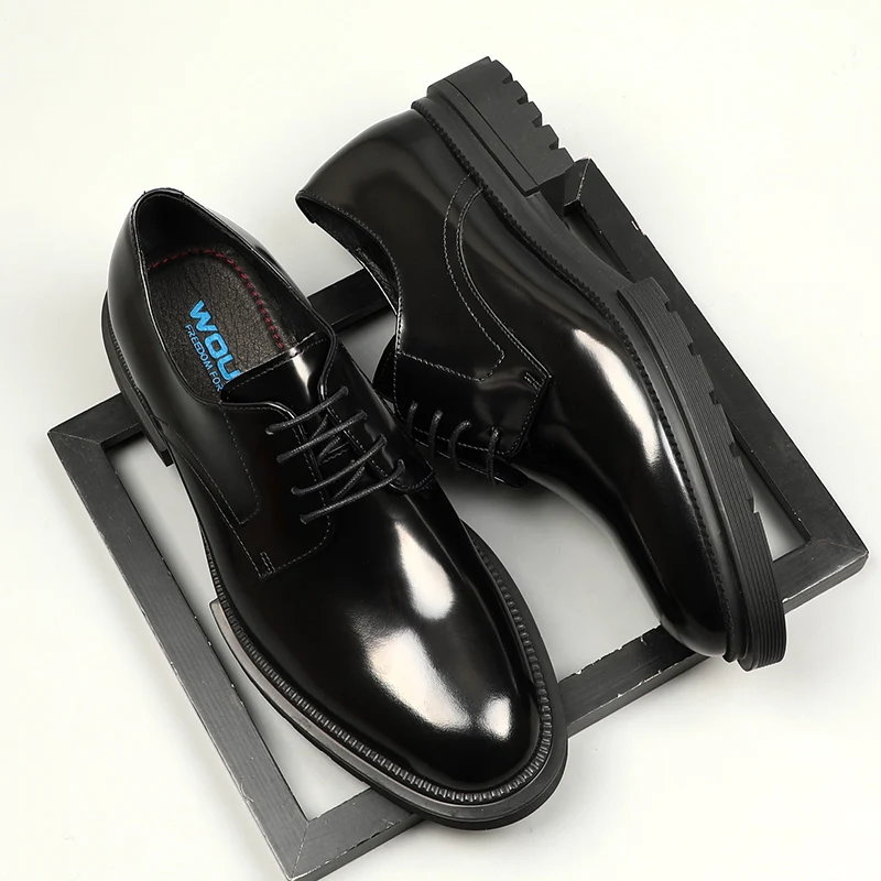 European style men's shoes business suit leather shoes men thick-soled cowhide laces wedding wear