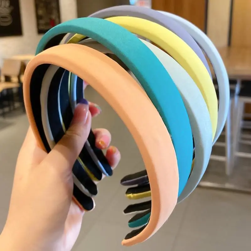 

[Xwen] Spring Solid Candy Color Hair Band Female Retro Wide Side Non-slip Headband Fashion Hair Accessories OH1867