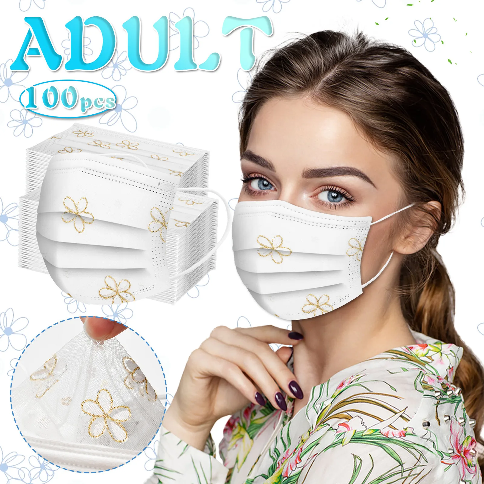 Adult Face Mask Lace Gauze Mascarillas Disposable 3ply Filter Respirator Facemask Breathable Masks masque visage 30/50pcs face mask