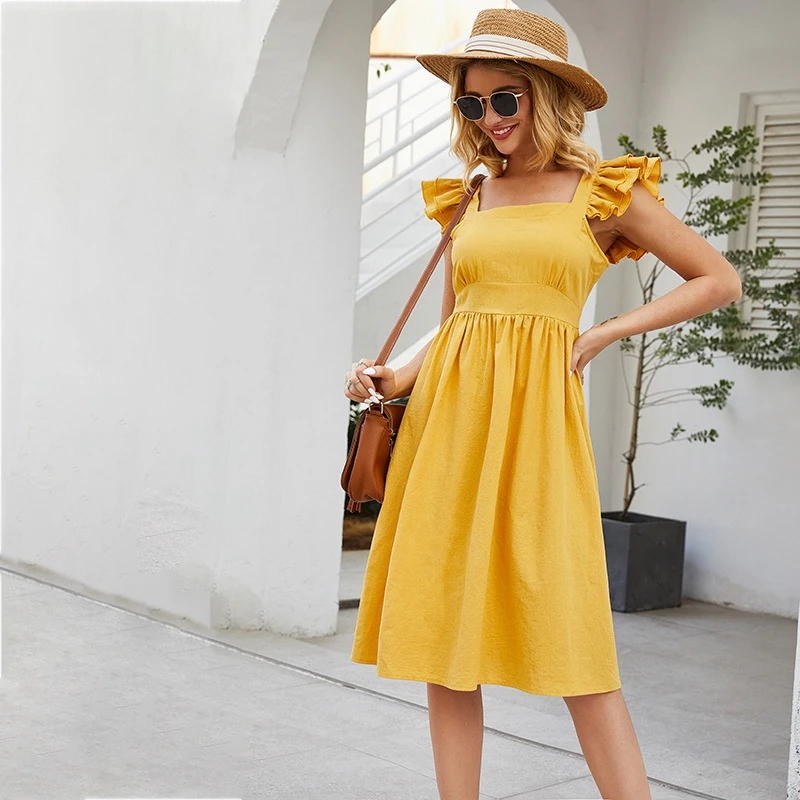 womens yellow sundress
