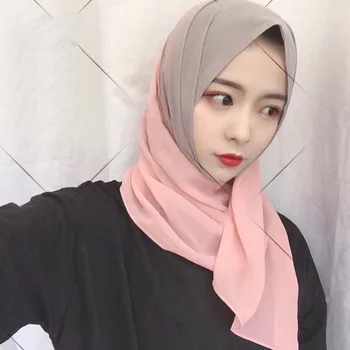 

Moslem Women Scarf Hijab Pearl Chiffon Hand-painted Gradient Color Hijab