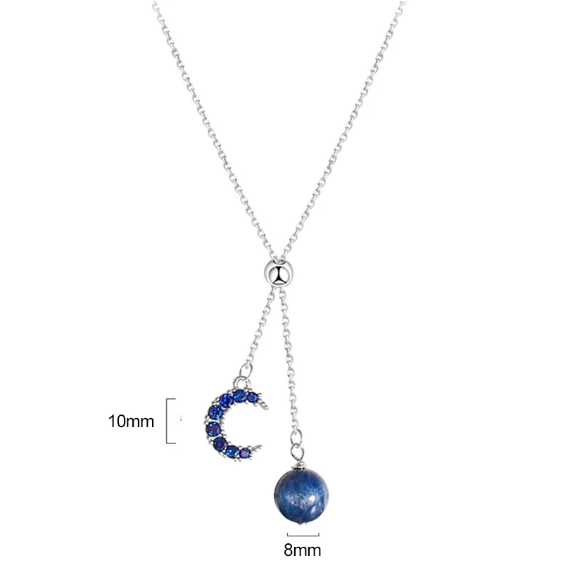 XIYANIKE 925 Sterling Silver New Fashion Blue Moon Planet Tassel Pendant Necklace Jewelry Adjustable for Women Party Accessories
