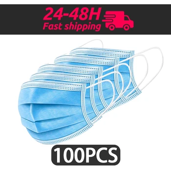 

50 pcs Face Mouth Mask Disposable Protect Anti Dust Dustproof Earloop 3 Layers Filter Woven Mouth Masks 24 hours Shipping