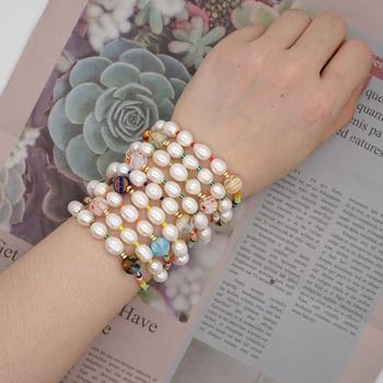 

GO2BOHO Real Fresh Water Pearl Bracelet Bracelets Women Patchwork Beads Boho Gift Summer Jewelry Pulseras Mujer Moda Handmade