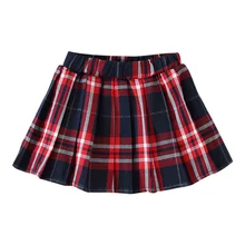 Осенняя одежда для маленьких девочек; клетчатая юбка с эластичной резинкой на талии; короткая юбка-пачка; повседневная юбка в складку для маленьких девочек; школьные юбки