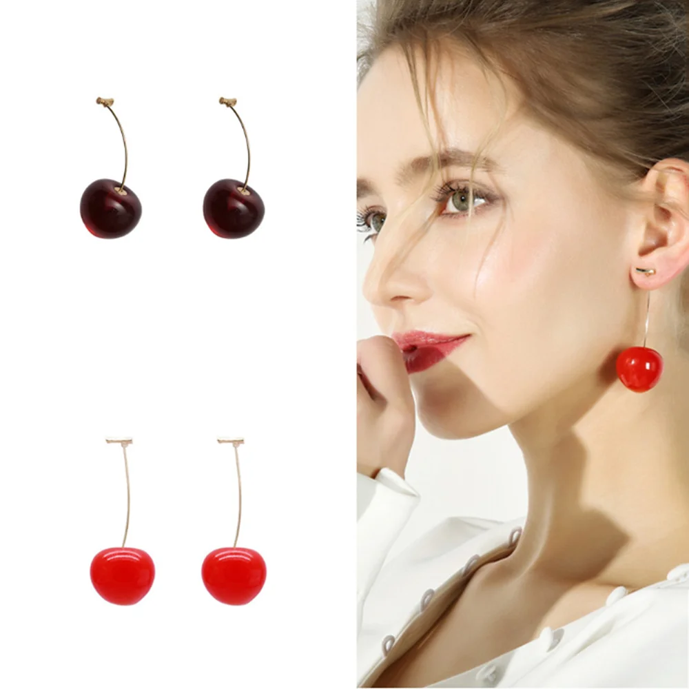 1 пара японских забавных дизайнерских сережек с вишенками милые красные серьги в
