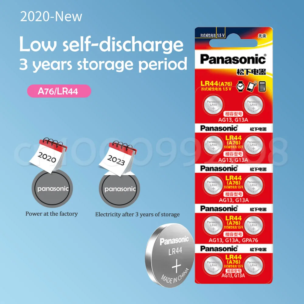 10 шт. PANASONIC A76 100% оригинальный 1 5 в 0% Hg кнопочный аккумулятор LR44 AG13 SR1154 357 LR 44 для