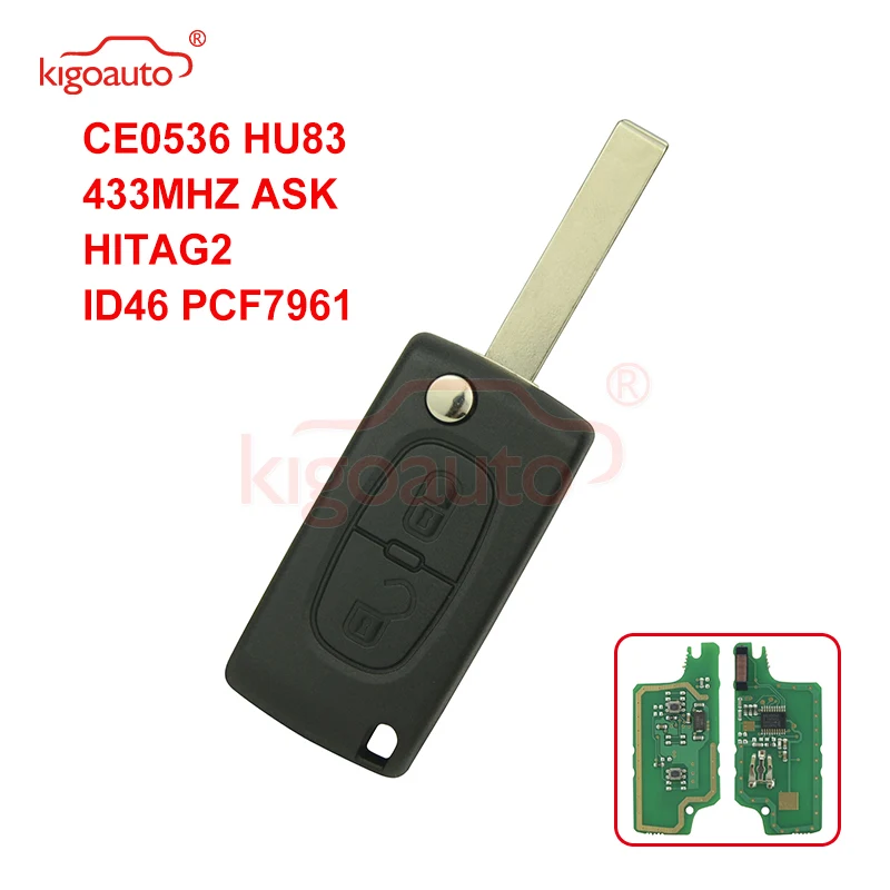 Kigoauto CE0536 дистанционный ключ с 2 кнопками VA2 blade 434Mhz для Peugeot 107 207 307 407 | Автомобили и