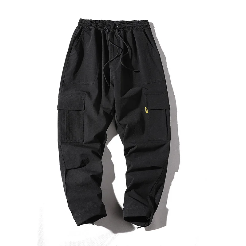 

2019 Spring And Summer New Style Fashion Solid Color Large Size Loose Casual Pants Youth Elastic Band with Drawstring Athletic P