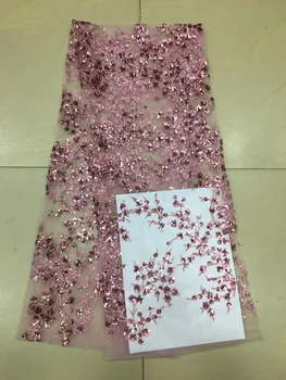 

Pink african lace fabric 2019 high quality lace mesh fabric Embroidered Sequins nigerian swiss lace fabric XX33271