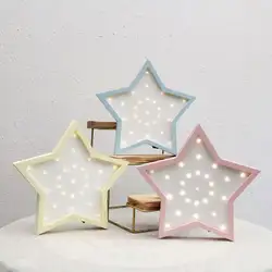Деревянный звездный ночной Светильник конфетного цвета, милая прикроватная лампа, домашний декор, детская игрушка в подарок