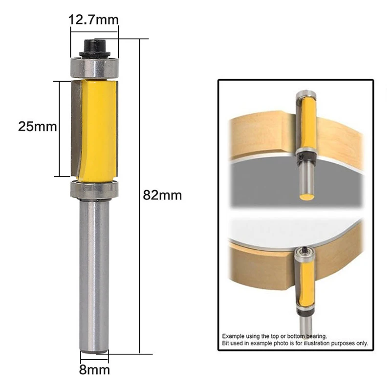 

TALI 8mm Shank Pattern Flush Trim Router Bit Top Bottom Double Bearings Trimmer Cutter Woodworking Tool