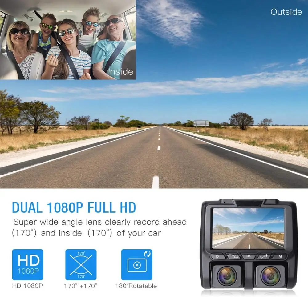 Maiyue star 4K Full HD 2160P + 1080P Автомобильный видеорегистратор с двумя объективами 3 дюйма