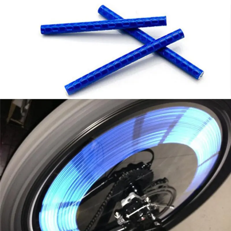 24 шт. велосипедный горный велосипед для обода колеса крепление клип Предупреждение световая полоса отражатель светоотражающий Открытый велосипед инструменты 6 - Цвет: Blue