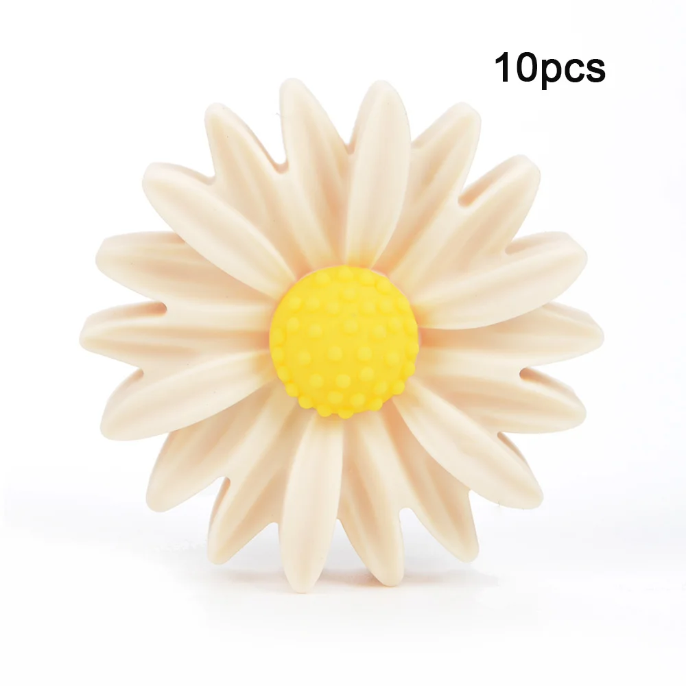 LOFCA 10pcs Baby Silicone Daisy Clip Baby Oral Care Pacifier Clip Holder baby silicone teether clip Pacifier Chain Accessories - Цвет: navajo white