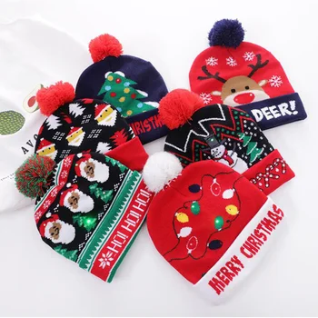 

Winter Children Christmas Hat Sweater Knitted Beanie Party Cap Santa Claus Snowman Warm Knit Cap for Kids Xmas Birthday Toy Gift