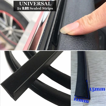 

Black Car sealing Strip 1pc Auto 3 meter Door Rubber Replacement Accessory Parts