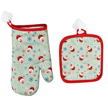 

2Pcs/set Hot Oven Mitts Baking Anti-Hot Gloves Pad Oven Microwave Insulation Mat Christmas Decoration for Home Baking Tools