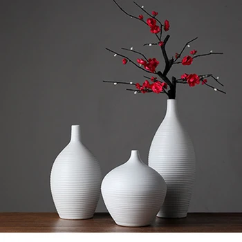 

YILUNXI European-style creative white ceramic small vase three-piece decoration living room home decorations ornaments crafts