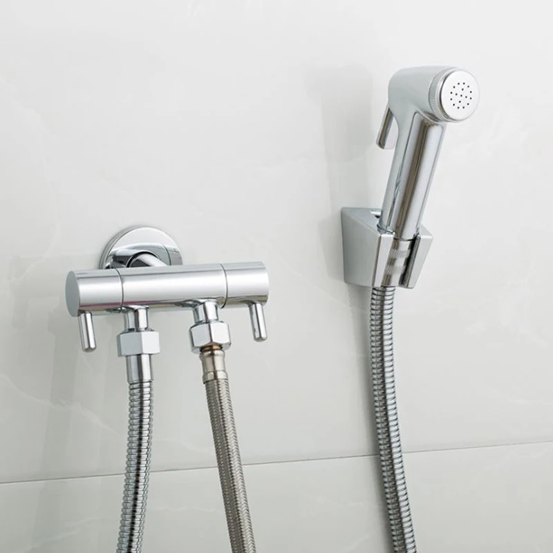 Handheld bidet sprayer set for toilets bidet faucet set  toilet angle valve kit toilet spray gun bidet spray set plating G1/2