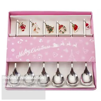 

6Pcs Coffee Spoon Mixing Scoops Stirring Spoons Stainless Steel Spoon Christmas Gift Box Set