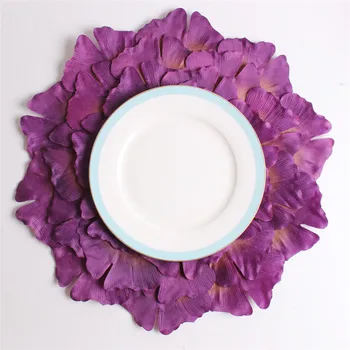 

SEAAN PVC Round Coaster Pink Ginkgo Leaves Stitching Flower Style Dining Table Mat Home Use Placemats for Kitchen Table