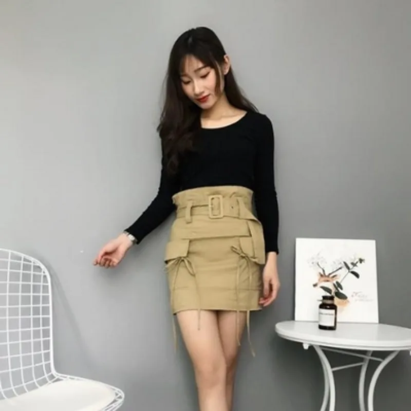 Faldas Mujer Moda 2019 Летняя мини юбка с высокой талией Элегантная короткая хлопковая