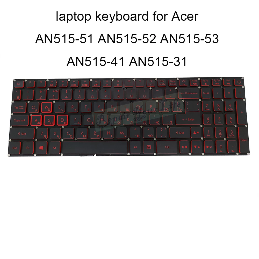 

N16C7 US RU Russian Backlit Keyboard for Acer Nitro 5 AN515 N17C7 AN515-31 41 51 52 Red Backlight Laptop Keyboards A52BRL New
