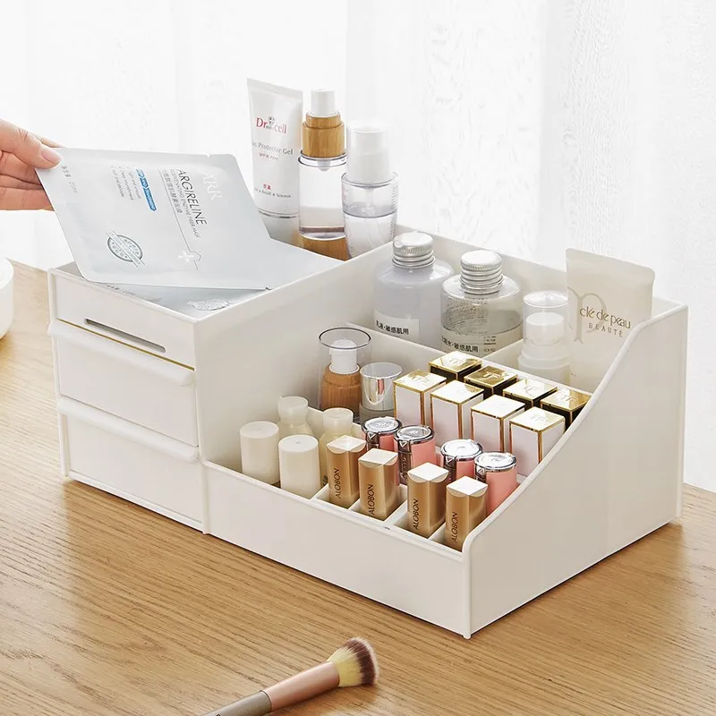 

Desk Organizer Plastic Cosmetic Drawer Makeup Organizer Desktop Storage Box Cosmetic Jewelry Sundries Office Storage Box