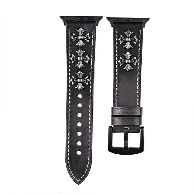 Кожаный ремешок для Apple watch band 5 4 44 мм 40 мм iwatch correa 42 мм 38 мм 3 2 Высококачественный Браслет для Apple watch аксессуары - Цвет ремешка: Black B