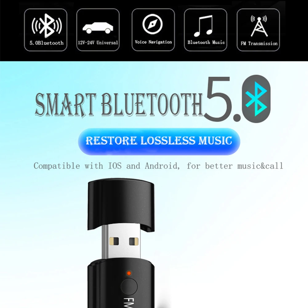 3.5 Mm FM Transmitter Car Audio Stereo USB Bluetooth Receiver Built In Microphone Portable Adapter Hands Free Wireless Modulator
