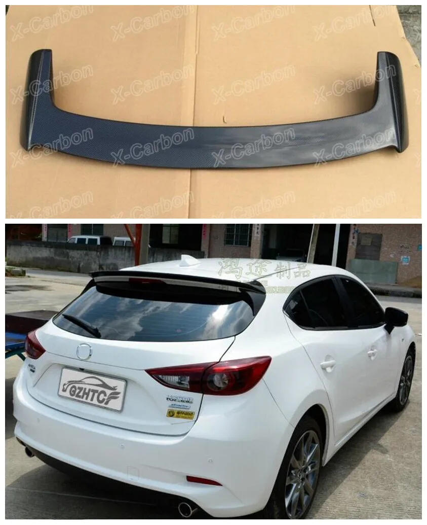 

High quality Carbon Fiber / ABS Car Rear Trunk Lip Spoiler Wing Fits For MAZDA 3 Axela Hatchback 2014 2015 2016 2017 2018 2019